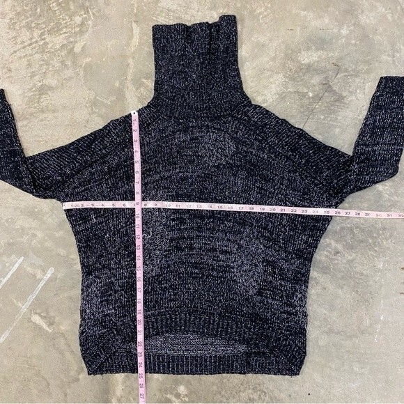 BCBG MaxAzria Cowl Neck Long Sleeve Slouchy Fit Distressed Knit Black Sweater S - Picture 3 of 14